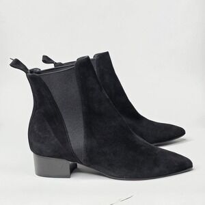 Michele Lopriore Women's Ankle Boots Size 6.5 Black Suede Pull On Shoes Italy